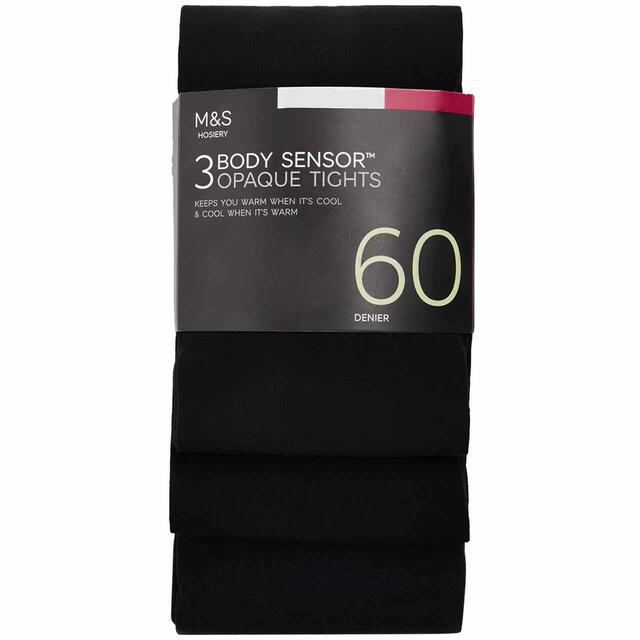 M&S Womens Collection 60 Denier Body Sensor Tights, 3 Pack, Black