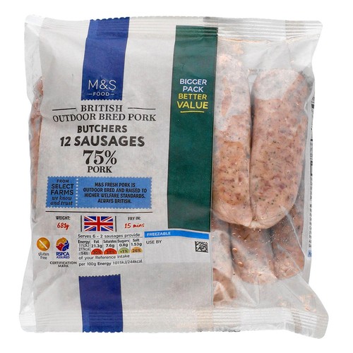 M&S 12 Sausages 75% Pork