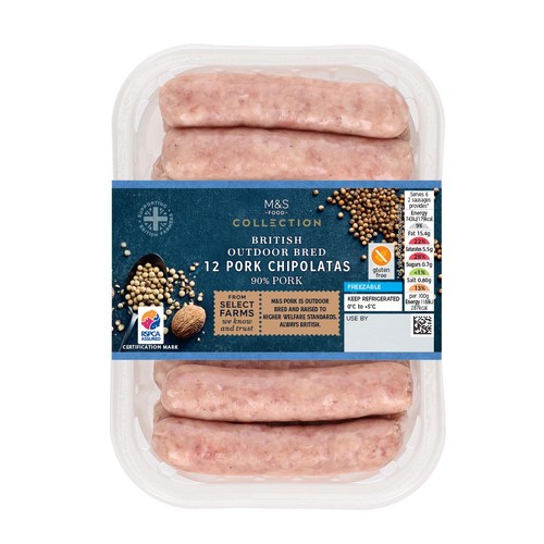 M&S Collection British 12 Pork Chipolatas thumbnail 2