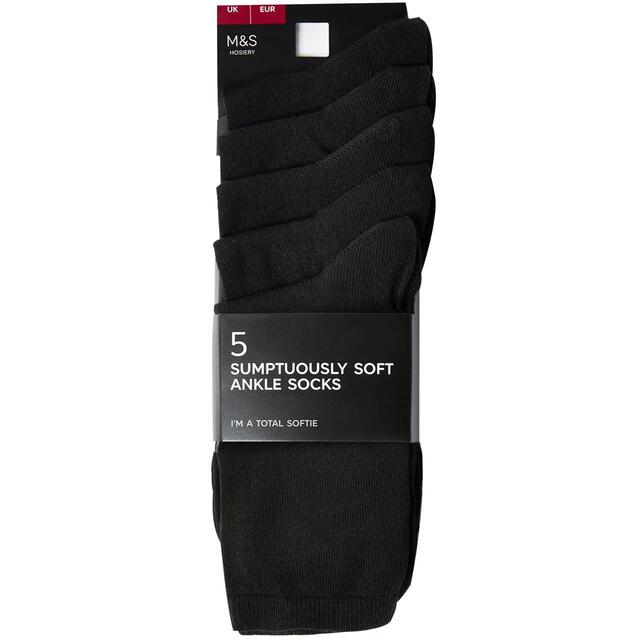M&S Womens Socks Sumptuously Soft Black, 5 Pack