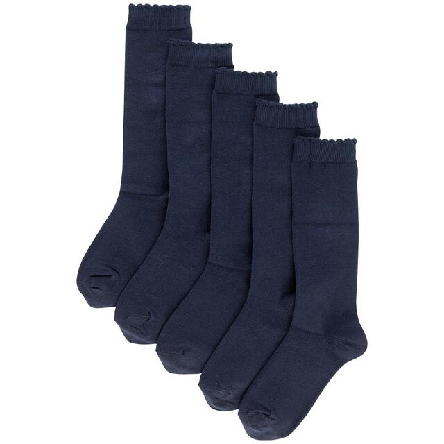 M&S 5pk Cotton Knee High School Socks, Navy