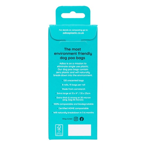 Adios Compostable & Biodegradable Dog Poo Bags - Grey  thumbnail 2