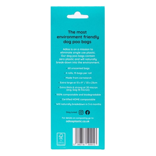 Adios Compostable & Biodegradable Dog Poo Bags - Grey  thumbnail 2