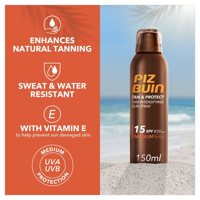 Piz Buin Tan & Protect Tan Intensifying Sun Cream Spray SPF15 thumbnail 2