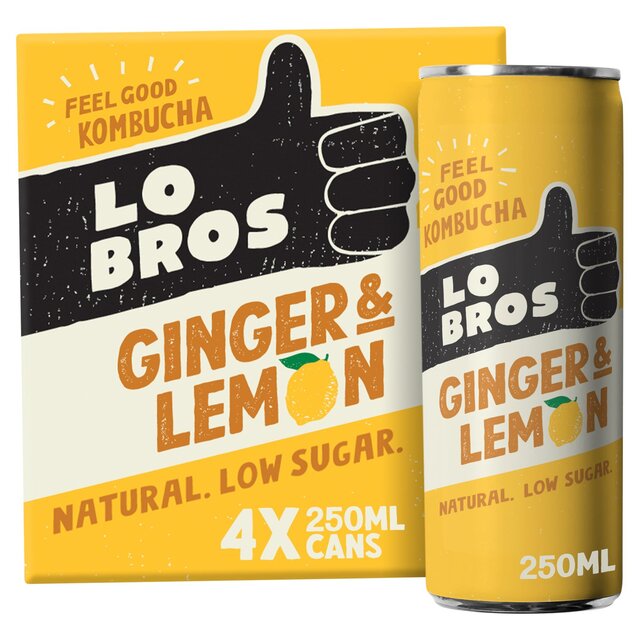 Lo Bros Kombucha Ginger & Lemon Low Sugar Multipack
