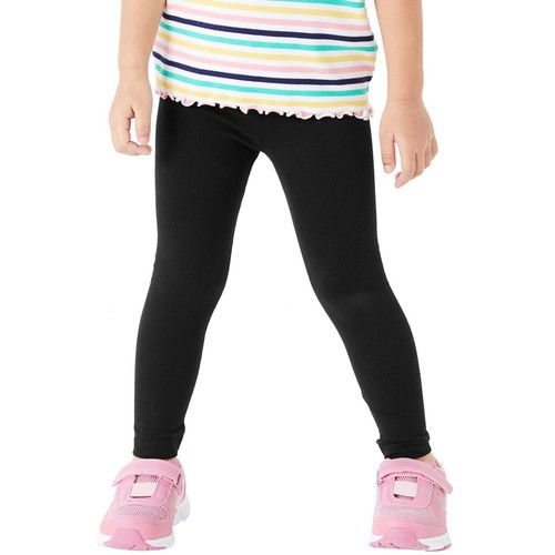 M&S Girls Cotton With Stretch Plain Leggings 3-4 Years, Black thumbnail 4