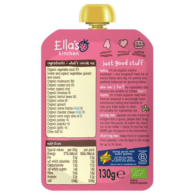 Ella's Kitchen Mushroom Stroganoff Baby Food Pouch 7+ Months thumbnail 2
