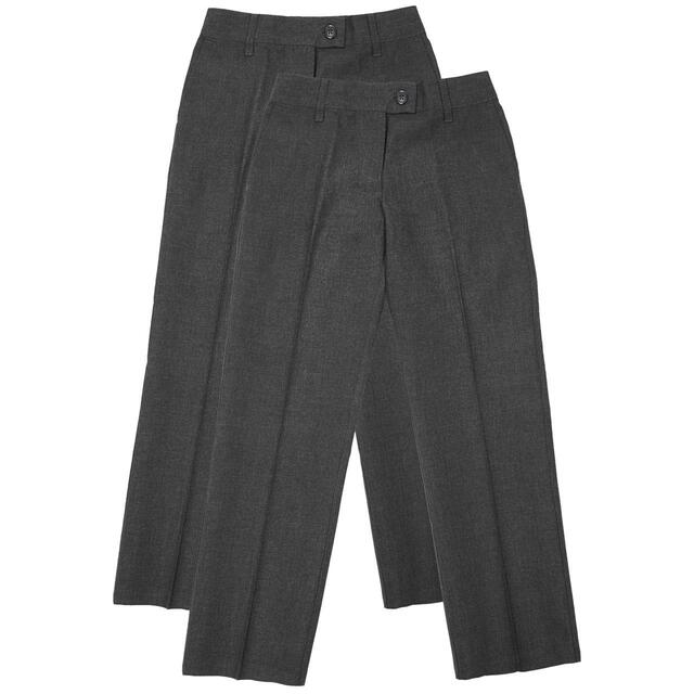 M&S 2pk Girls Slim Leg Trousers, 4-14 Years, Grey