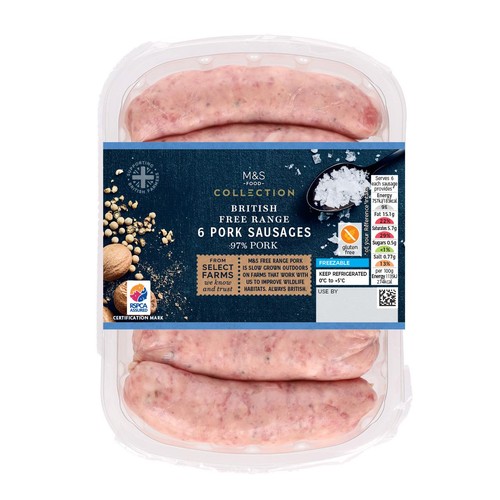 M&S Collection British 6 Free Range Pork Sausages thumbnail 2