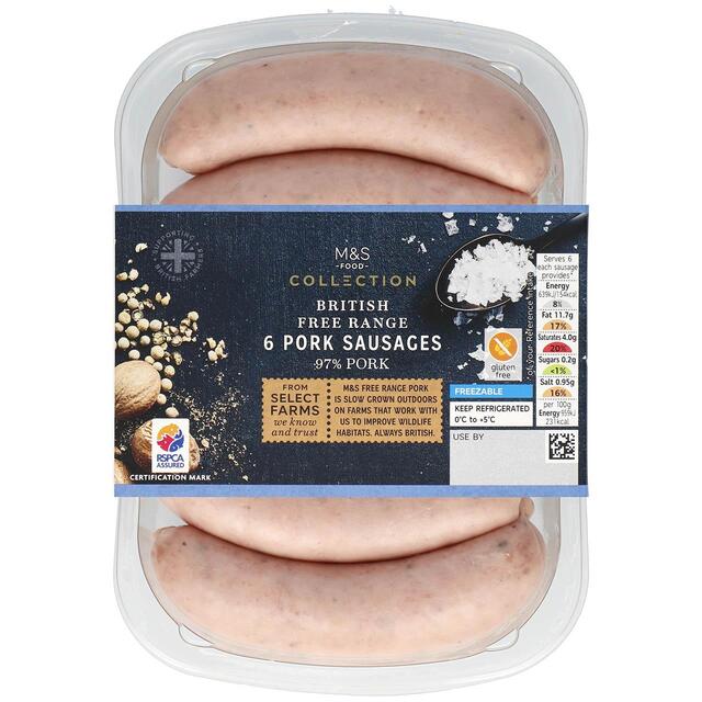M&S Collection 6 Free Range Pork Sausages