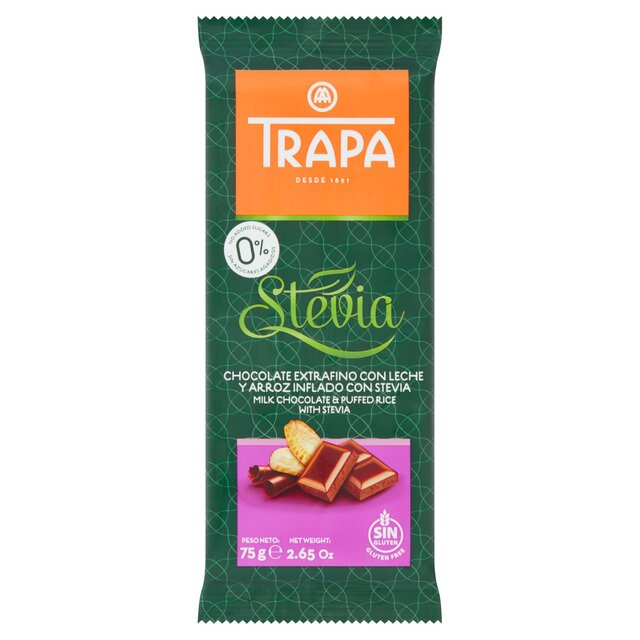 Trapa Milk Chocolate with Puffed Rice with Stevia