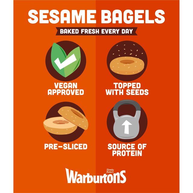 Warburtons Soft & Sliced Sesame Bagels thumbnail 3