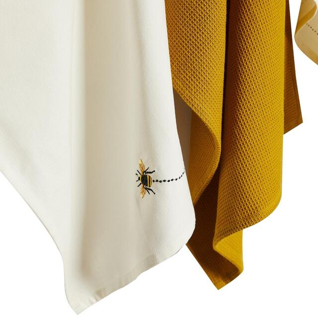 M&S Pure Cotton Bee Tea Towels, Yellow Mix thumbnail 6