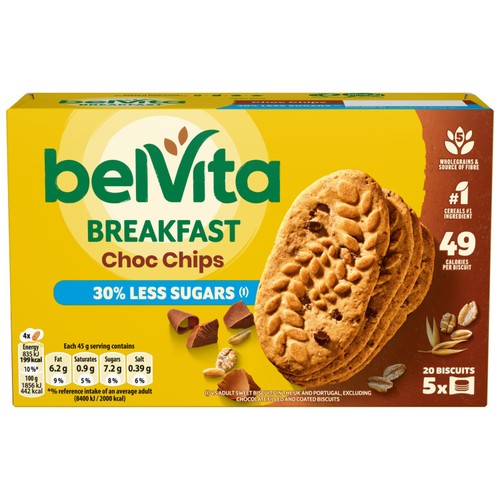 Belvita 30% Less Sugar Chocolate Chips Breakfast Biscuits thumbnail 2