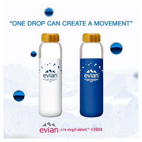 Evian SOMA Travel Glass Water Bottle Designer Blue thumbnail 3