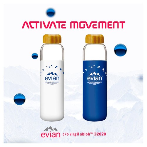 Evian SOMA Travel Glass Water Bottle Designer Blue thumbnail 5