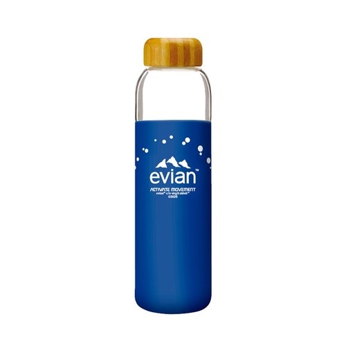 Evian SOMA Travel Glass Water Bottle Designer Blue thumbnail 6