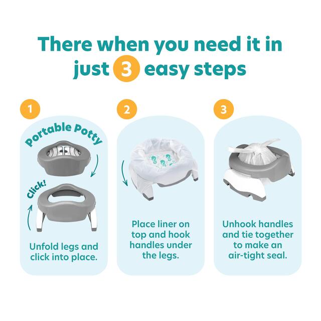 Potette Plus 2in1 Folding Portable Potty, White thumbnail 3