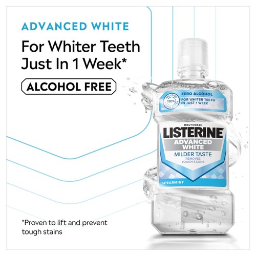Listerine Advanced White Milder Taste Alcohol Free Mouthwash thumbnail 2