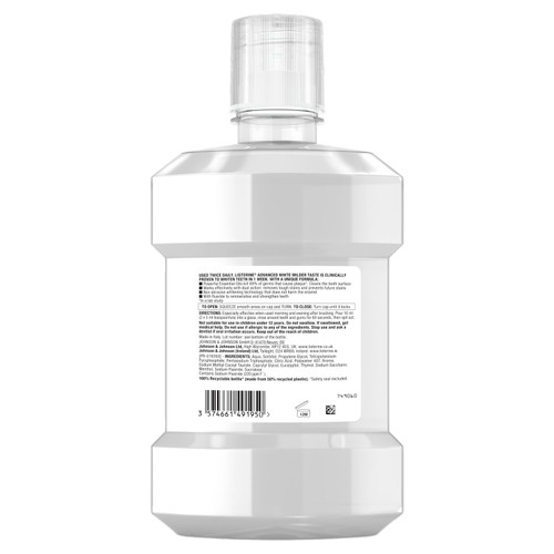 Listerine Advanced White Milder Taste Alcohol Free Mouthwash thumbnail 5