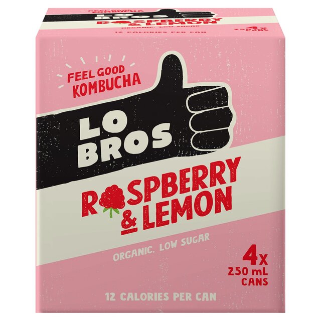 Lo Bros Kombucha Raspberry & Lemon Low Sugar Multipack thumbnail 4