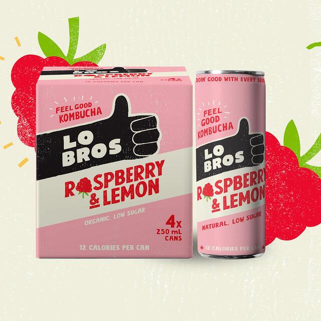 Lo Bros Kombucha Raspberry & Lemon Low Sugar Multipack thumbnail 6