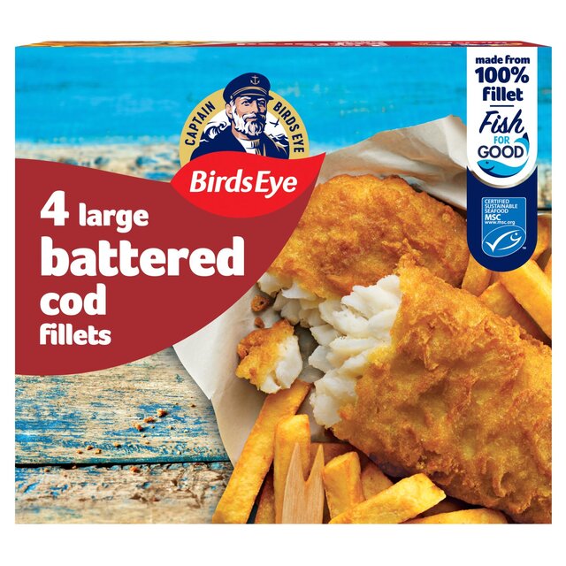 Birds Eye 4 MSC Battered Cod Fish Fillets
