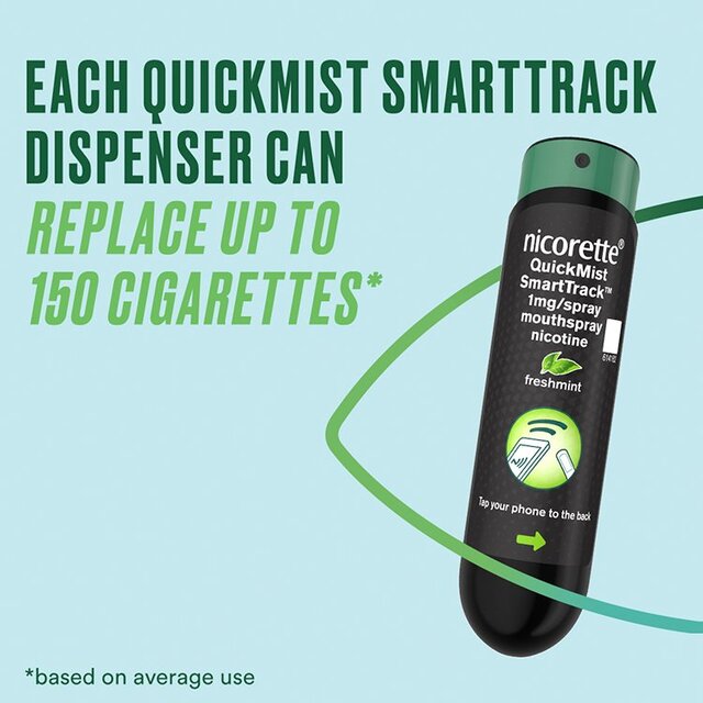 Nicorette Smart Track Single, Single Pack, 150 Sprays (Stop Smoking Aid) thumbnail 3