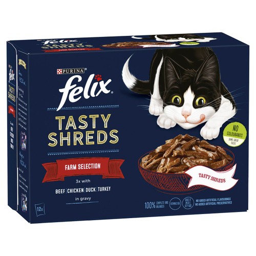 Felix Tasty Shreds Farm Selection in Gravy Wet Cat Food thumbnail 4