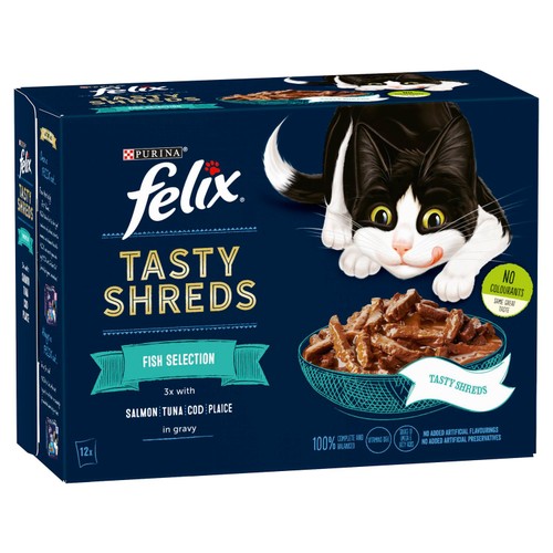 Felix Tasty Shreds Fish Selection in Gravy Wet Cat Food  thumbnail 4