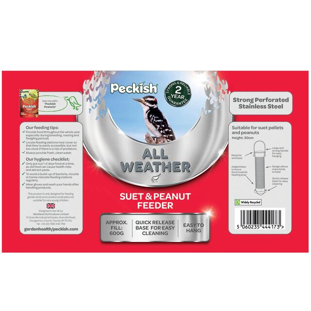 Peckish All Weather Suet & Peanut Bird Feeder thumbnail 2