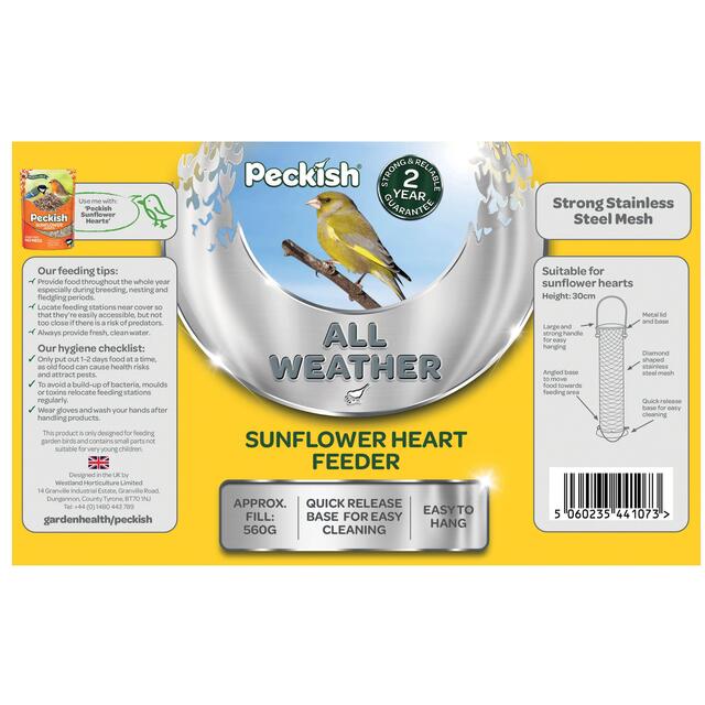 Peckish All Weather Sunflower Heart Bird Feeder thumbnail 2