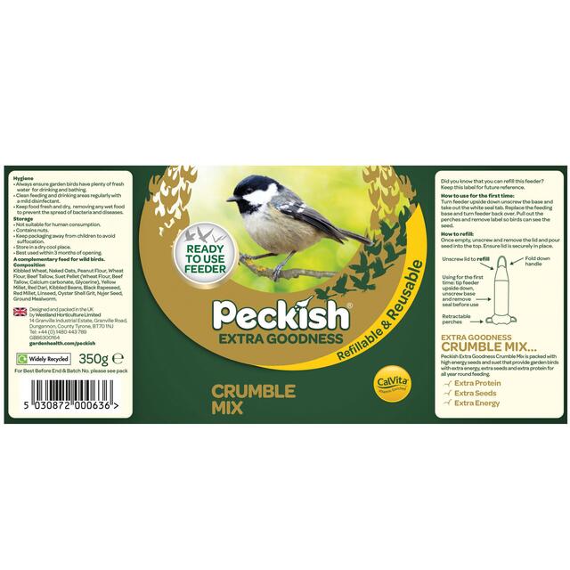 Peckish Extra Goodness Crumble Ready to Use Bird Feeder thumbnail 2