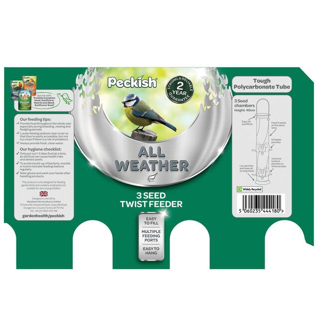 Peckish All Weather 3 Seed Twist Bird Feeder thumbnail 2