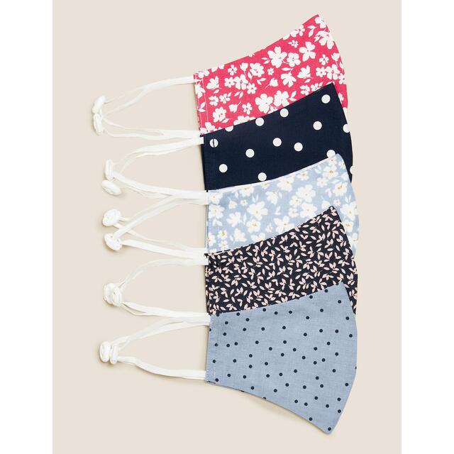 M&S Adult Reusable Covid Face Coverings Flower / Polka Dot thumbnail 3