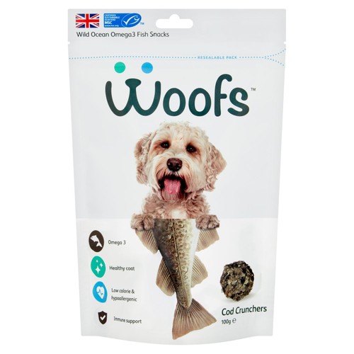 Woofs Cod Crunchers Dog Treats - 100% Natural MSC Fish