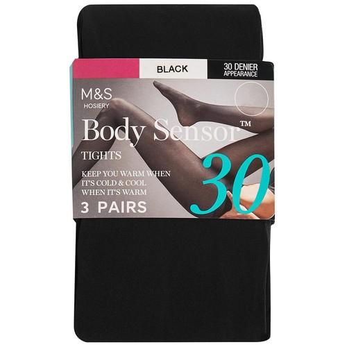M&S Collection 30 Denier Body Sensor Tights, Large, Black