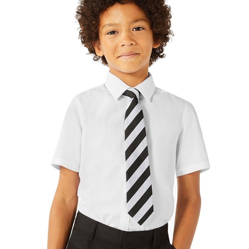 M&S Boys Slim Easy Iron School Shirts, 8-9 Years, White