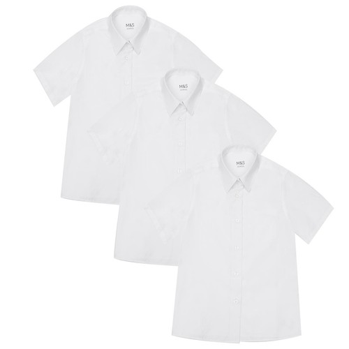 M&S Girls Easy Iron School Blouses, 5-6 Years, White thumbnail 2