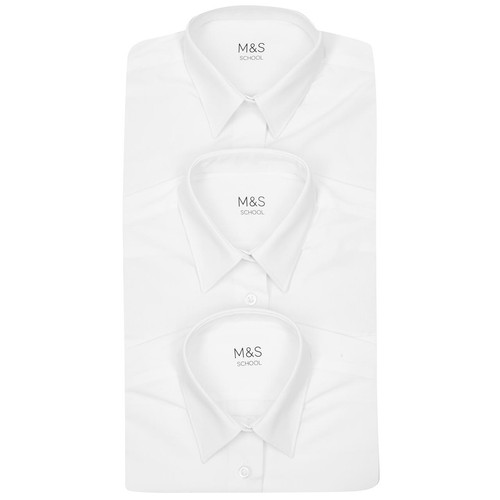 M&S Girls Easy Iron School Blouses, 5-6 Years, White thumbnail 3