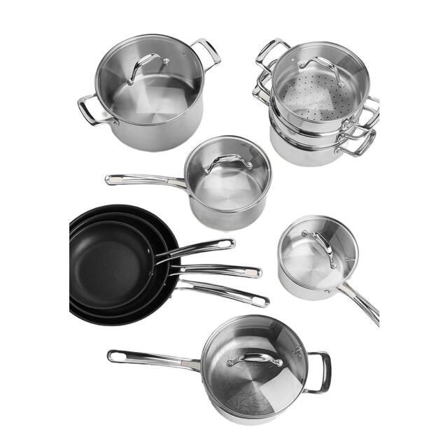 M&S 3 Piece Stainless Steel Pan Set, Silver thumbnail 5