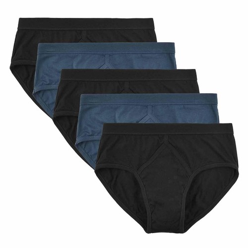 M&S Mens Cotton Briefs, L, Navy/Blue