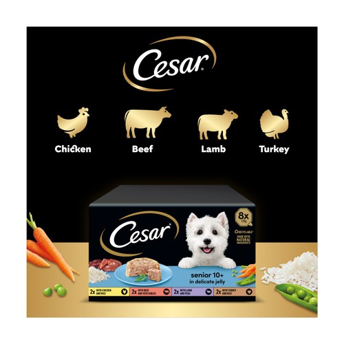 Cesar Senior Wet Dog Food Trays Meat in Delicate Jelly  thumbnail 4