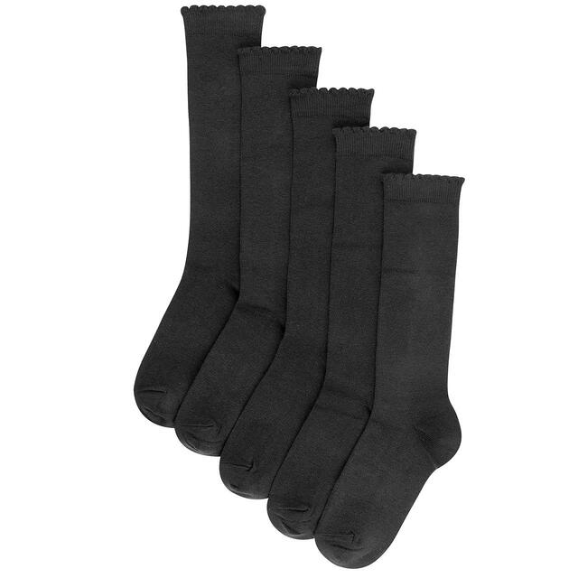M&S Kids 5pk Knee High Socks Size 8.5-7, Black