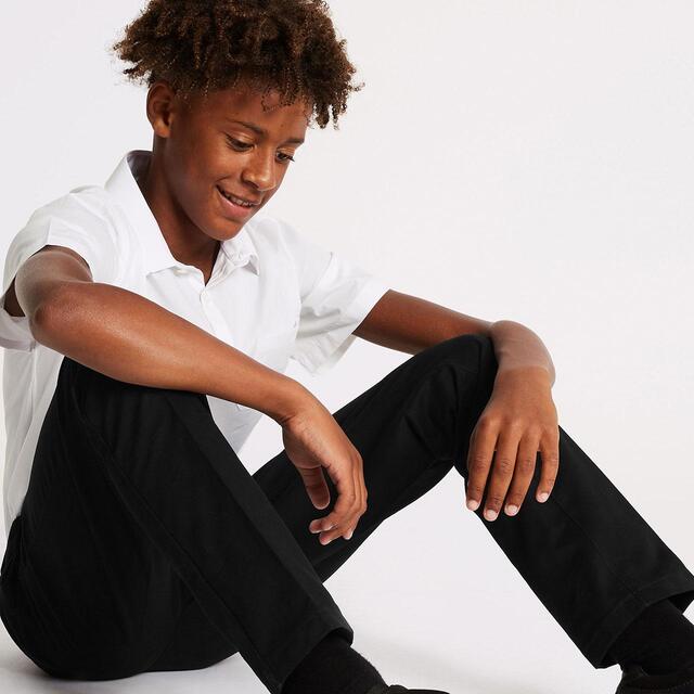 M&S 3pk Boys Slim Easy Iron School Shirts, 3-13 Years, White thumbnail 4