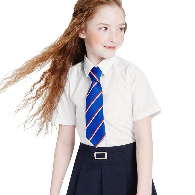M&S Girls 3pk Slim Fit Easy Iron School Blouses, 3-14 Years, White
