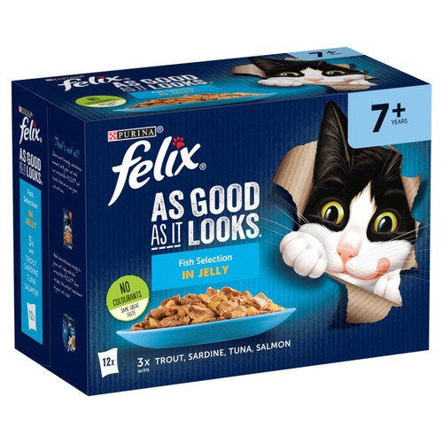 Felix As Good As it Looks Senior 7+ Fish in Jelly Wet Cat Food thumbnail 3