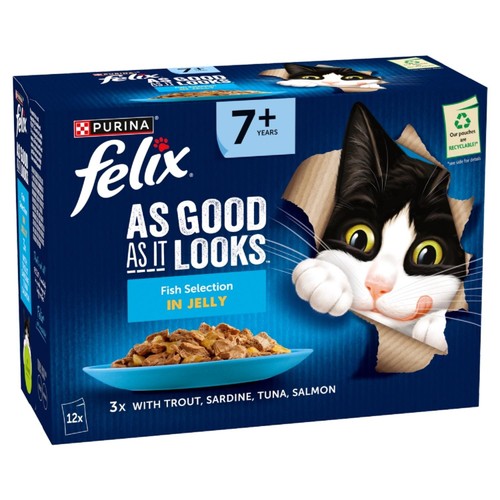 Felix As Good As it Looks Senior 7+ Fish in Jelly Wet Cat Food thumbnail 4