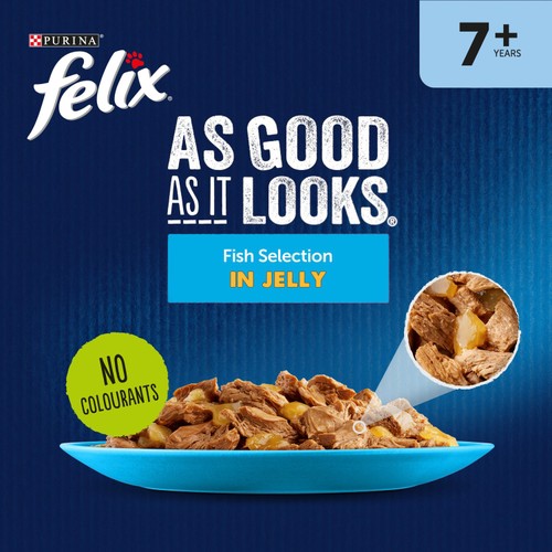 Felix As Good As it Looks Senior 7+ Fish in Jelly Wet Cat Food thumbnail 6