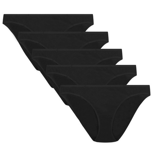 M&S Collection Cotton Modal Bikini Knickers, Size 14, Black